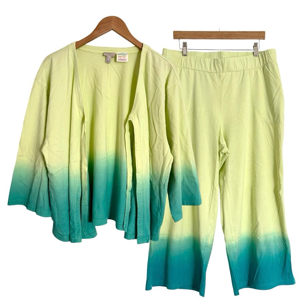 Logo Lori Goldstein Beach To Street Cardigan / Wide Leg Pant Set Size Large